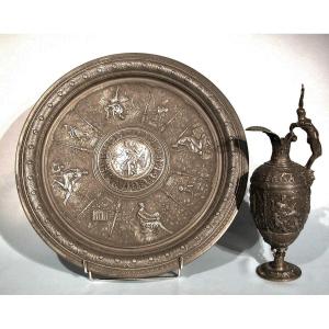 Famous Pewter Ewer And Basin By Jules Brateau