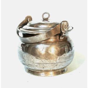Pewter Dinner Carrier - Troyes, - First Half Of The 19th Century