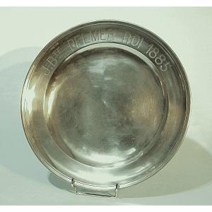 Dedication Plate In Pewter - Lille, 19th Century