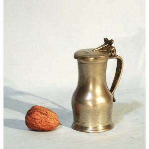 Rare Very Small Pewter Alcohol Pitcher - Caen, 18th Century