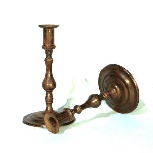 Rare Pair Of Cast Iron Candlesticks, Late 18th Century