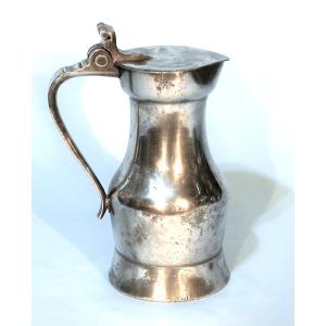 Pewter Wine Pitcher - Saint-denis, 18th Century