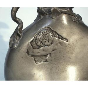 "art Nouveau" Pewter Bottle By Jules Desbois