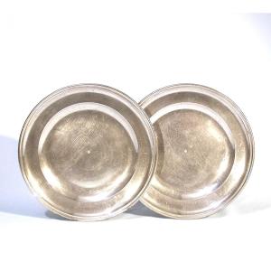 Very Rare Pair Of Pewter Plates - Narbonne, 18th Century