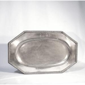 Rare Pewter Plate With Coat Of Arms - Rodez, Late 18th Century