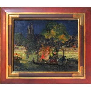 Oil On Panel - Venice By Abel-tri+uchet