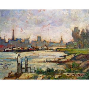 Oil On Panel - Dordrecht, By Marcel Parturier