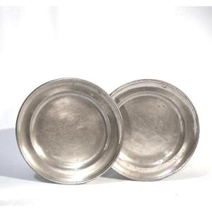 Pair Of Pewter Plates - Freiburg (germany), Mid-19th Century
