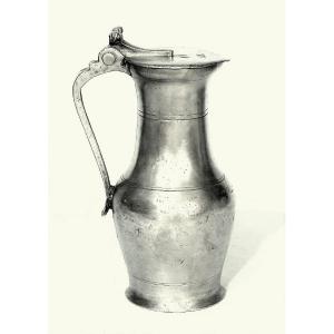 Rare Pewter Wine Pitcher - Essoyes (champagne), Early 18th Century