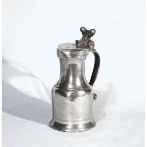 Small Pewter Wine Pitcher - Lisieux (lower Normandy), 18th Century