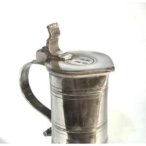 Pewter Wine Pitcher - Strasbourg, Very Early 19th Century.