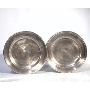 Pair Of Pewter Plates - France, Early 19th Century