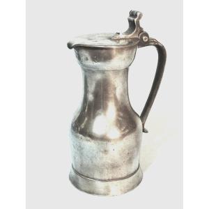 Rare Pewter Wine Pitcher - Etampes, 18th Century
