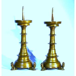 Pair Of Brass Candle Picks - Circa 1500