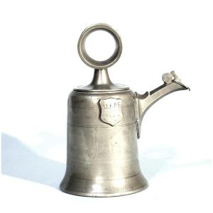 Pewter Wine Bottle Known As A "glockenkanne" - Zurich, 18th Century