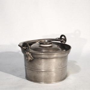 Very Small Pewter Dinner Carrier - Chalon-sur-saône, 19th Century