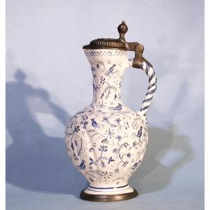Pichet In Faience And Pewter - Nuremberg Or Ansbach, Mid 18th C.