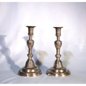 Pair Of Languedocian Flambeaux In Pewter - Beaucaire, XVIIIth C