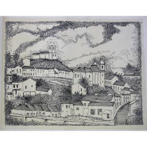 Lithography By Alberto Guignard, Mid XXth Century