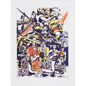 Erro Lithograph, Signed In Pencil By The Artist And No. 97 / 100, Homage To Fernand Léger. 