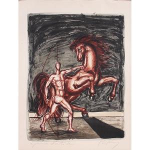 Large Lithograph Franz Priking, Signed In Pencil By The Artist And Numbered, Horse Dressage