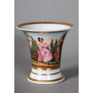 Porcelain Vase From The Empire Period, In Vieux Paris, Height: 11 Cm