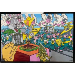 Erro, 143 Cm, Tribute To Nelson Mandela, Silkscreen Signed By Erro