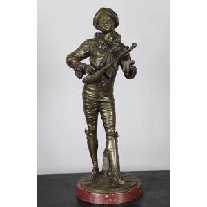 Late 19th Century Bronze, 37 Cm, Signed: Aj Lavergne 1863/1928, Pierrot