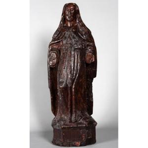 Large Wooden Sculpture 72 Cm, In Oak From The 16th Century, Virgin, Saint