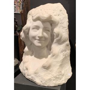 Carrara Marble 43 Cm, Circa 1900, By Etienne Lenhoir Active Circa 1880/1910, Young Woman 