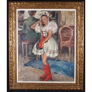 Hungarian Dancer, Dated 1941, 125 Cm, Signed Willy Jocque 1900/1960