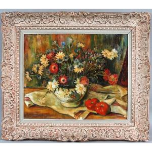 Signed: P. Maurin, Dated 1951, French School, Bouquet Of Flowers