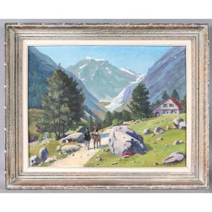 Signed Ch. Lefervre, 80 X 50 Cm, Dated: 1957, Mountain In Summer