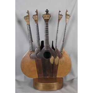 Arman 1928/2005, Bronze 78 Cm, Mandolin Cut-out
