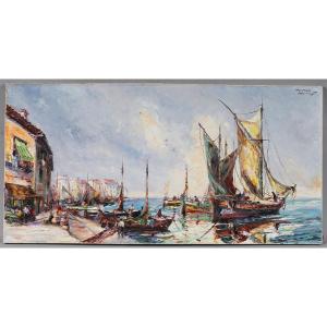 Marcel Abougit, Martigues, 100 Cm, Circa 1960, Méditerranée