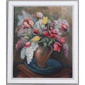 83x70 Cm, Paul Theodore Schwarz, From 1949, Bouquets Of Flowers, Still Life