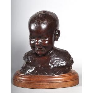 Early 20th Century Bronze, Signed Vito Vaccaro 1887/1960, Baby Bust