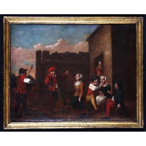 17th-century Flemish School, Workshop Of David Teniers Ii, 79 Cm, Village Celebration