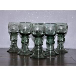 Lot Of 6 Römer Glasses - Germany - Circa 1800.   Promo Jusqu'au 30 Avril 2026