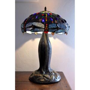 Table Lamp - Signed H Javaux - Tiffany Style