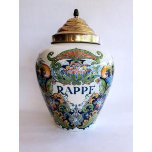 20th Century Polychrome Earthenware Tobacco Pot.  Promo Jusqu'au 30 Avril 2026