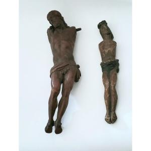 Two Carved Wooden Christs - 19th Century