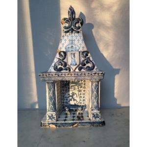 Delft Earthenware - Miniature Fireplace - 18th Century.   Promo Jusqu'au 30 Avril 2026