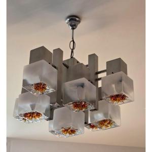 Vintage 9-light Scoliari Chandelier For Mazzega, 1960s-70s.  Promo Jusqu'au 30 Avril 2026