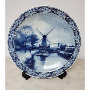 Deep Dish In Delft Earthenware - Signed - XIXth Century