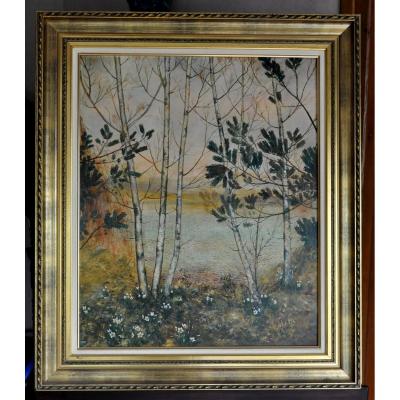 Collette Lapierre - Oil On Canvas - End Of Winter In The Pond - Twentieth