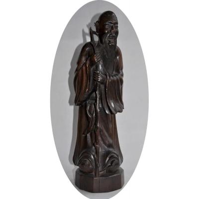 Wood Sculpture - China 19th - Immortal.   Promo Jusqu'au 30 Avril 2026
