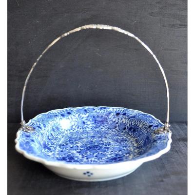 Makkum Porcelain - Mid 19th Century - Porcelain And Silver Dish