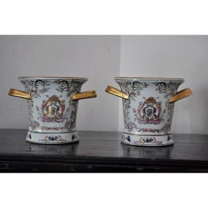 Pair Of Porcelain Jars - Early 20th Century.  Promo Jusqu'au 30 Avril 2026