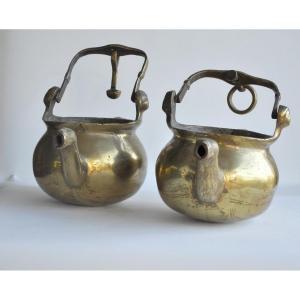 Pair Of Gilt Bronze Catch Cans - Circa 1700.   Promo Jusqu'au 30 Avril 2026